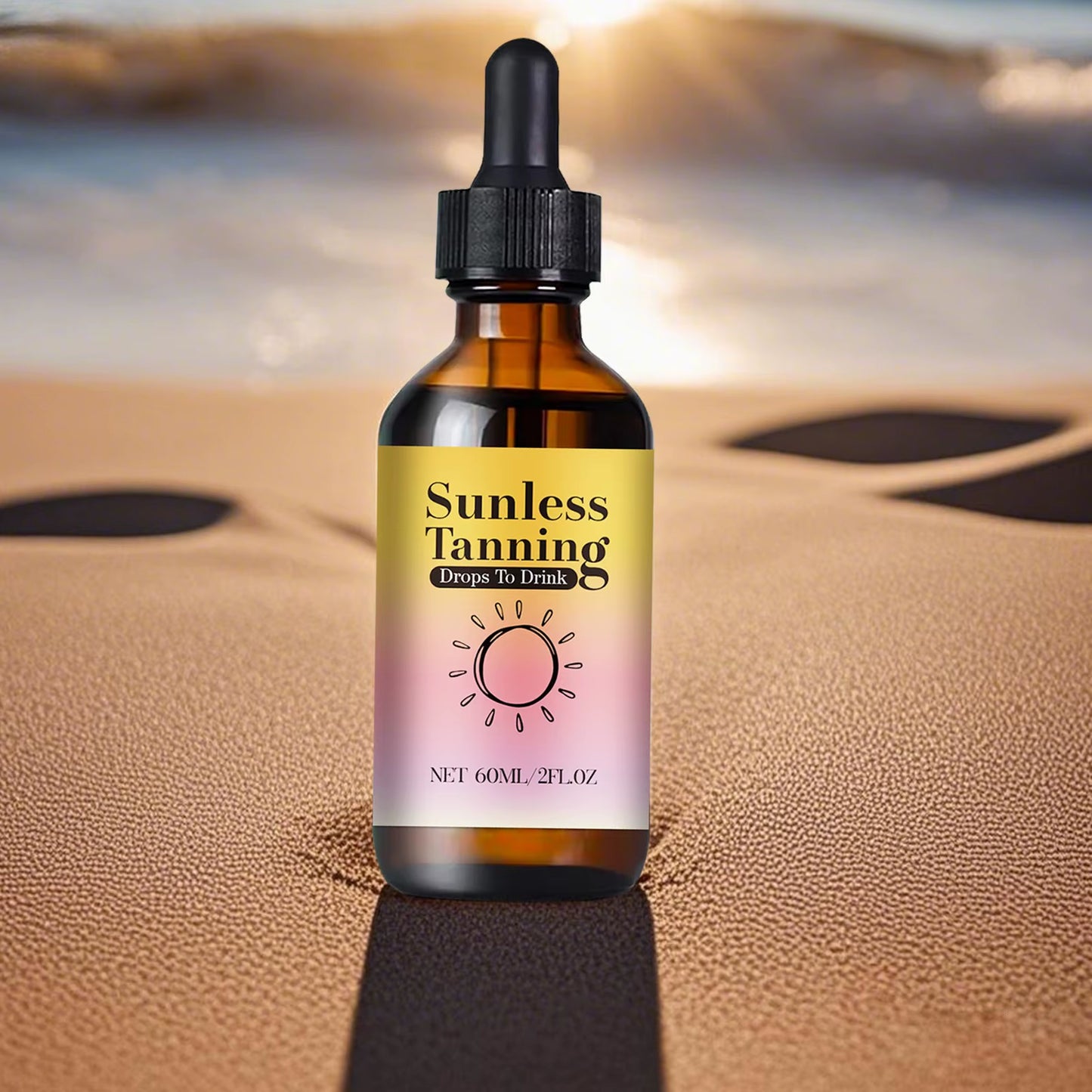 Body Tanning Cream, Sunless Tanning Drops, Drinkable Tanning Drops, Promotes Natural Skin Tone, Nourishing and Moisturizing 60Ml