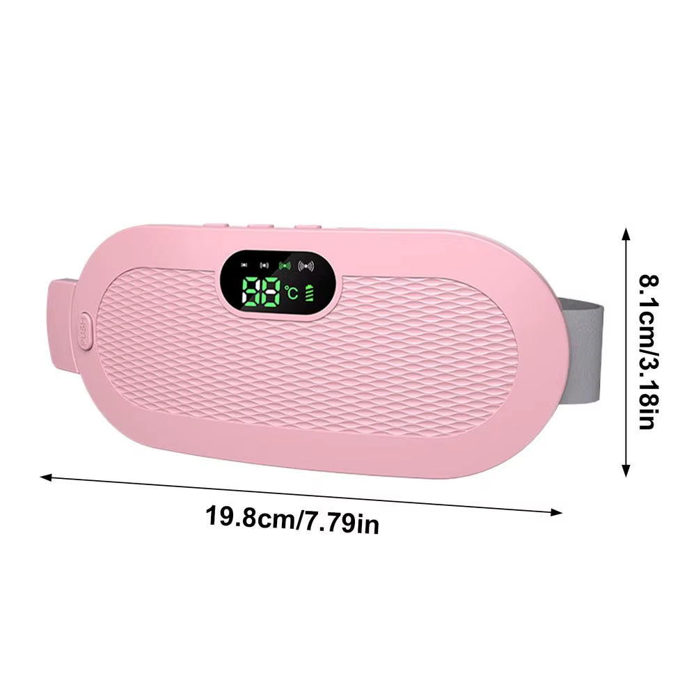 Period Heating Pad Travel Electric Stomach Heating Pad Adjustable Heated Belt with Digital Display 4 Vibration Massage Modes