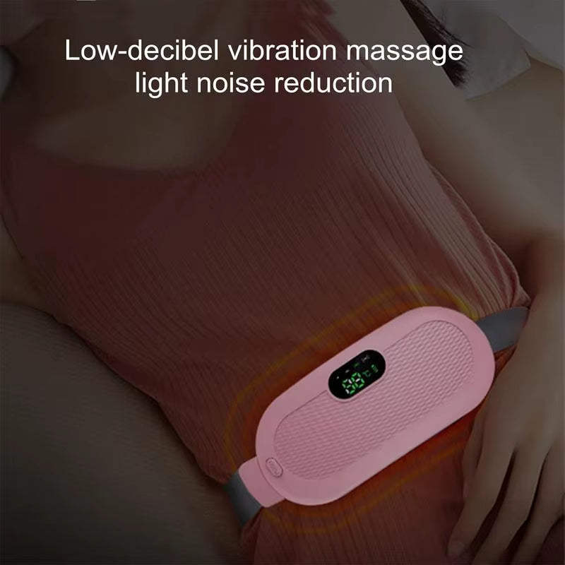 Period Heating Pad Travel Electric Stomach Heating Pad Adjustable Heated Belt with Digital Display 4 Vibration Massage Modes