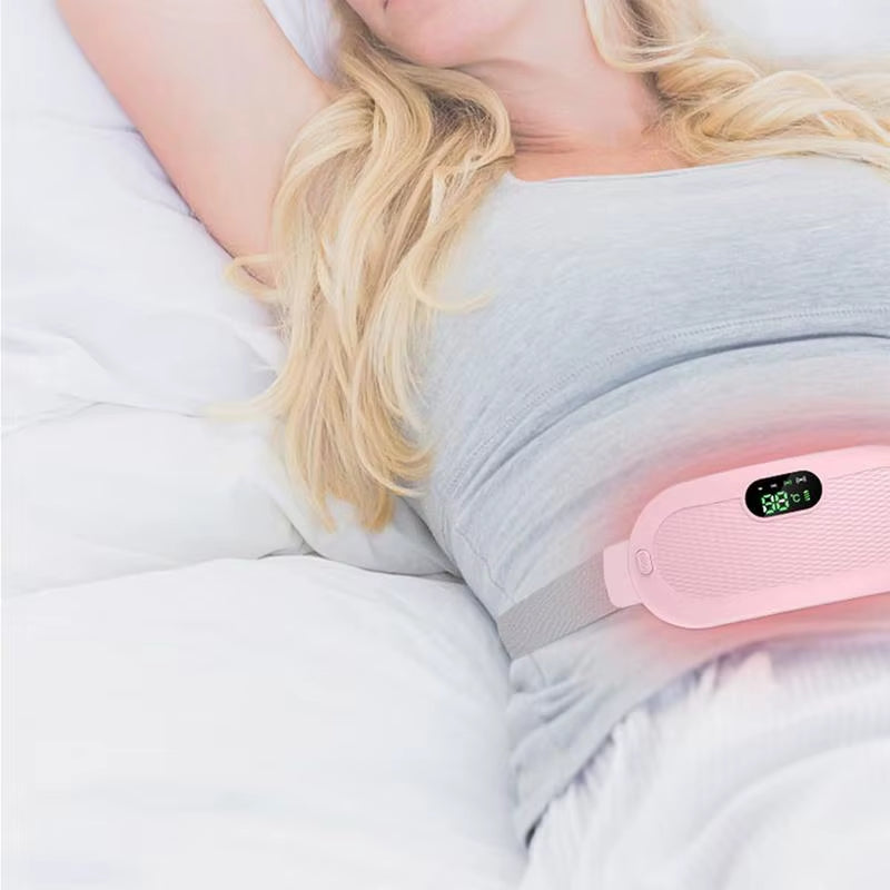 Period Heating Pad Travel Electric Stomach Heating Pad Adjustable Heated Belt with Digital Display 4 Vibration Massage Modes